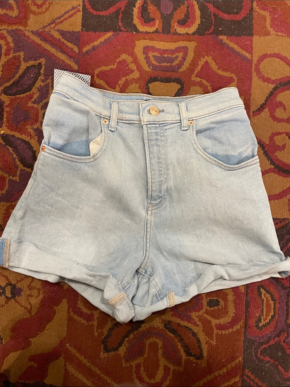 Express Light Blue High-Rise Denim Shorts